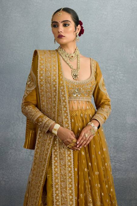 Buy Torani Yellow Silk, Jersey, Net Sequins, Embroidery Mehre Raazi Anarkali Lehenga Set Buy_Torani_Yellow Silk, Jersey, Net Sequins, Embroidery Mehre Raazi Anarkali Lehenga Set
