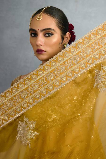 Shop Torani Yellow Silk, Jersey, Net Sequins, Embroidery Mehre Raazi Anarkali Lehenga Set Shop_Torani_Yellow Silk, Jersey, Net Sequins, Embroidery Mehre Raazi Anarkali Lehenga Set