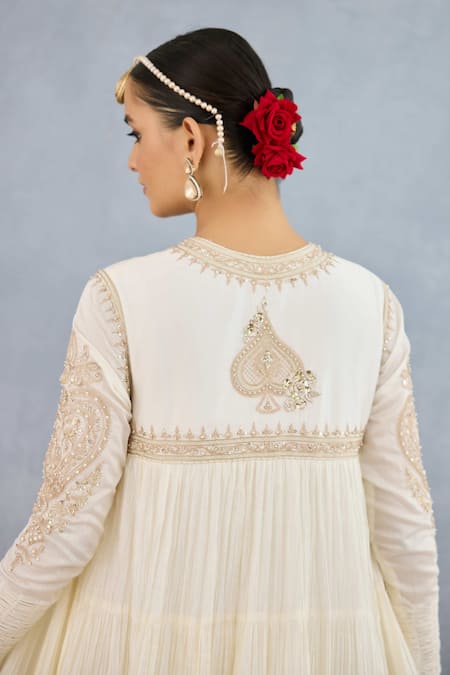 Torani Ivory Muslin, Silk Sequins, Maahe Ruma Floral Heart Embroidered Anarkali at Aza Fashions Torani_Ivory Muslin, Silk Sequins, Maahe Ruma Floral Heart Embroidered Anarkali _at_Aza_Fashions