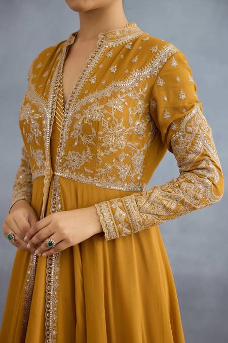 Buy Torani Yellow Georgette, Muslin Mehre Jahan Embroidered Jacket With Angrakha Anarkali Online at Aza Fashions Buy_Torani_Yellow Georgette, Muslin Mehre Jahan Embroidered Jacket With Angrakha Anarkali _Online_at_Aza_Fashions