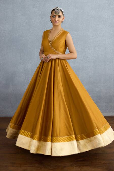 Torani Yellow Georgette, Muslin Mehre Jahan Embroidered Jacket With Angrakha Anarkali at Aza Fashions Torani_Yellow Georgette, Muslin Mehre Jahan Embroidered Jacket With Angrakha Anarkali _at_Aza_Fashions