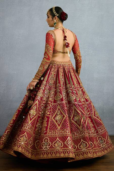 Buy Torani Red Organza, Jersey, Silk, Net Pearls, Shamse Tania Embroidered Lehenga Set Online at Aza Fashions Buy_Torani_Red Organza, Jersey, Silk, Net Pearls, Shamse Tania Embroidered Lehenga Set _Online_at_Aza_Fashions