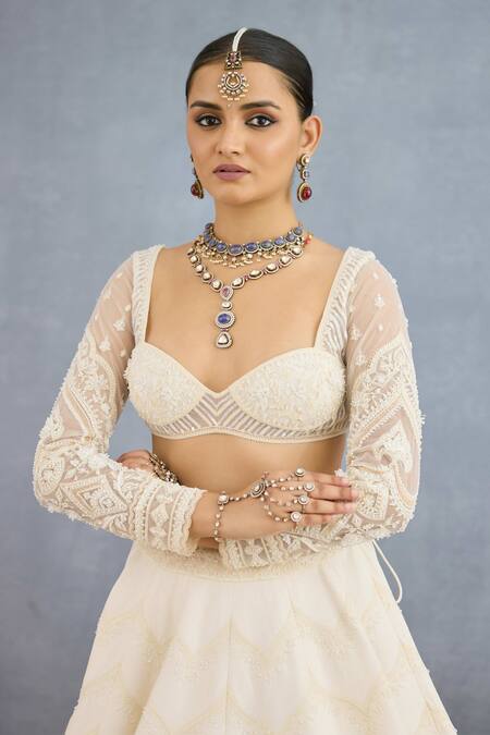 Buy Torani Ivory Organza, Jersey Pearls, Beads, Zari Maahe Saahiba Embroidered Lehenga Set Online at Aza Fashions Buy_Torani_Ivory Organza, Jersey Pearls, Beads, Zari Maahe Saahiba Embroidered Lehenga Set _Online_at_Aza_Fashions
