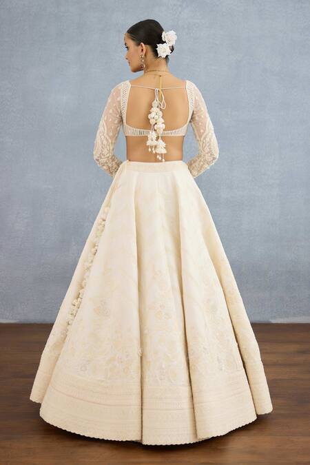 Torani Ivory Organza, Jersey Pearls, Beads, Zari Maahe Saahiba Embroidered Lehenga Set at Aza Fashions Torani_Ivory Organza, Jersey Pearls, Beads, Zari Maahe Saahiba Embroidered Lehenga Set _at_Aza_Fashions