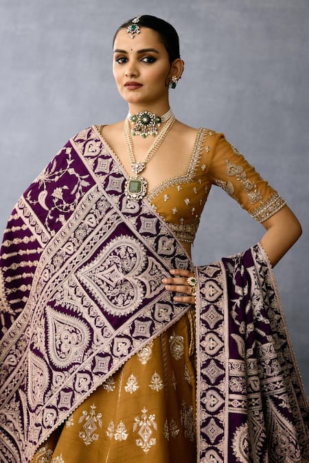 Buy Torani Yellow Jersey, Silk Zari, Sequins, Pearls Mehre Begum Embroidered Lehenga Set Buy_Torani_Yellow Jersey, Silk Zari, Sequins, Pearls Mehre Begum Embroidered Lehenga Set