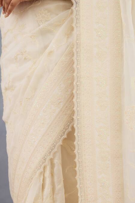 Torani Ivory Organza Sequins, Embroidery Maahe Ilina Saree Online at Aza Fashions Torani_Ivory Organza Sequins, Embroidery Maahe Ilina Saree _Online_at_Aza_Fashions