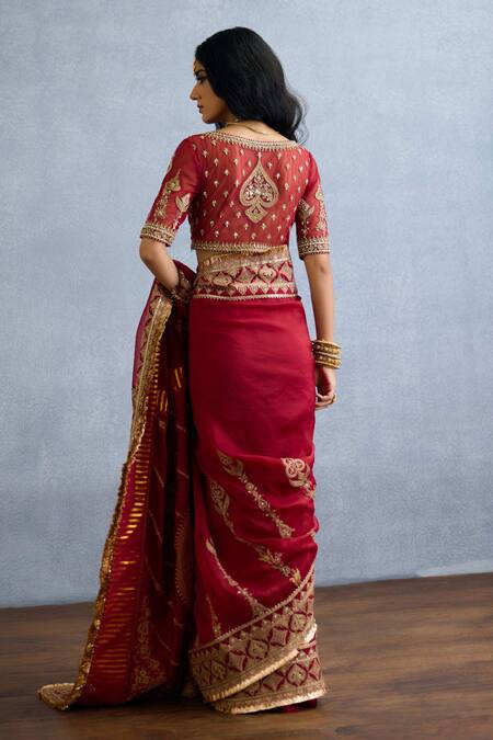 Buy Torani Red Organza, Jersey Sequins, Zari Shamse Mariam Embroidered Saree Buy_Torani_Red Organza, Jersey Sequins, Zari Shamse Mariam Embroidered Saree