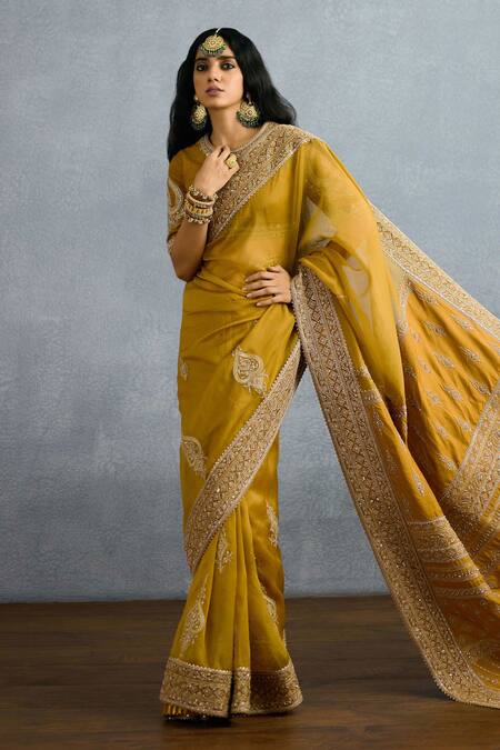 Shop Torani Yellow Organza, Silk Zari, Sequins Mehre Iman Embroidered Saree Online at Aza Fashions Shop_Torani_Yellow Organza, Silk Zari, Sequins Mehre Iman Embroidered Saree _Online_at_Aza_Fashions