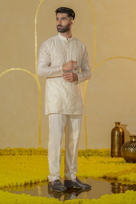 Runit Gupta Pearl Embellished Short Kurta & Pant Set 