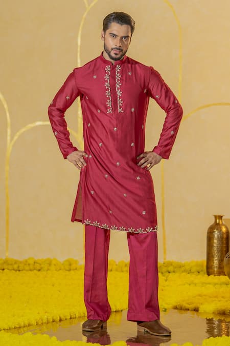 Runit Gupta Cutpipe & Pearl Embroidered Kurta Set 