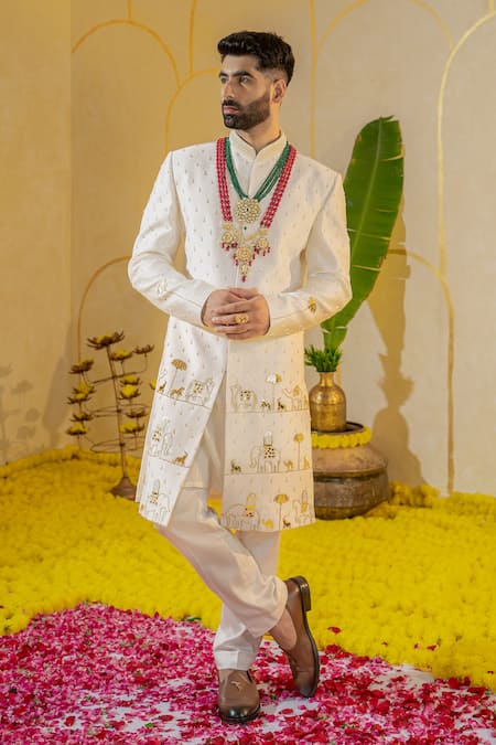 Runit Gupta Embroidered Sherwani Pant Set 