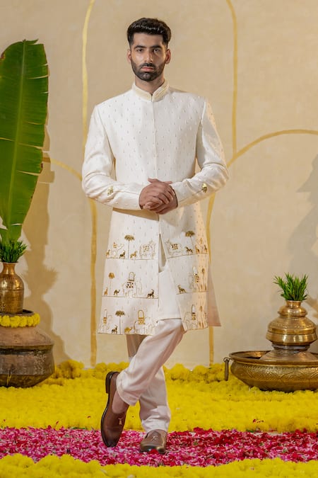 Runit Gupta Embroidered Sherwani Pant Set 
