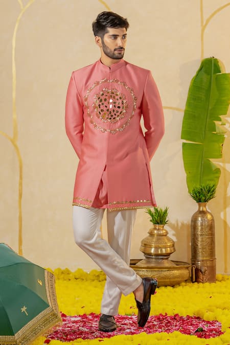 Runit Gupta Short Embroidered Sherwani & Pant Set 