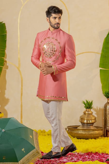 Runit Gupta Short Embroidered Sherwani & Pant Set 