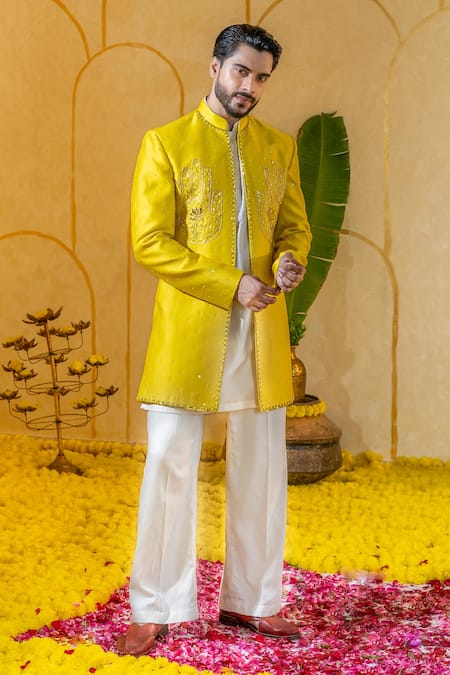 Runit Gupta Dabka & Thread Embroidered Sherwani Set 