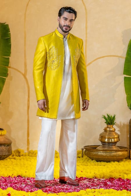Runit Gupta Dabka & Thread Embroidered Sherwani Set 