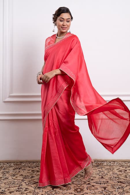 Vinusto Pink Chanderi Sequins, Zari Handwoven Embroidered Saree With Blouse Online at Aza Fashions Vinusto_Pink Chanderi Sequins, Zari Handwoven Embroidered Saree With Blouse _Online_at_Aza_Fashions