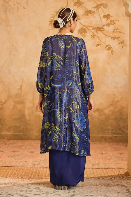 Blooming Threads Chintz Blossom & Lurex Striped Cape & Draped Skirt Set 