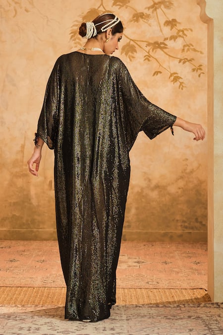 Blooming Threads Lurex Striped Front Gathered Kaftan With Inner 