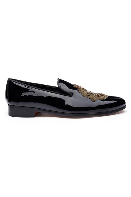 Buy Shutiq Black Embroidered Javar Patent Leather Shoes Online at Aza Fashions Buy_Shutiq_Black Embroidered Javar Patent Leather Shoes _Online_at_Aza_Fashions
