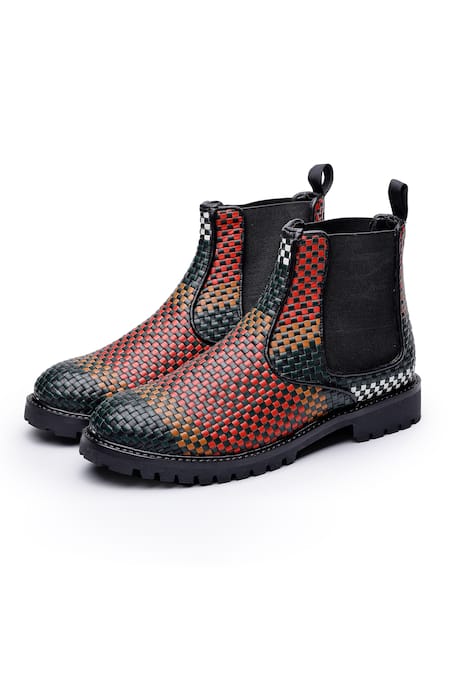 SHUTIQ Perri Leather Woven Boots 