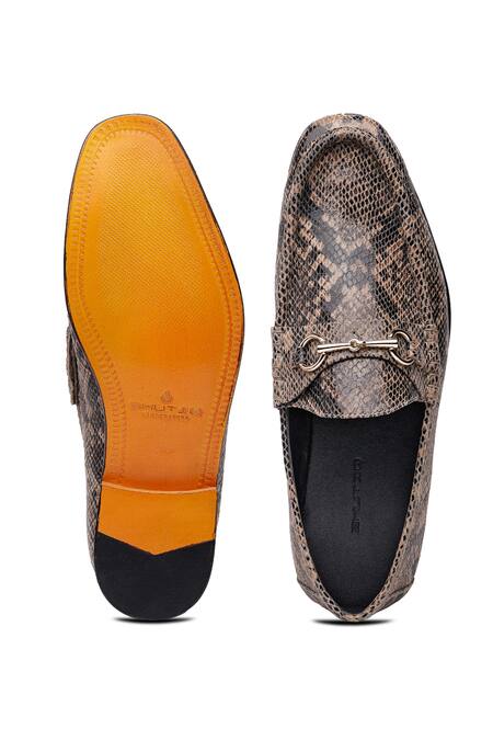 Shop_Shutiq_Beige Scale Texture Reed Python Pattern Shoes _at_Aza_Fashions