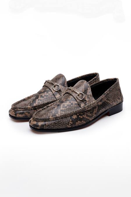 Shutiq_Beige Scale Texture Reed Python Pattern Shoes _Online_at_Aza_Fashions