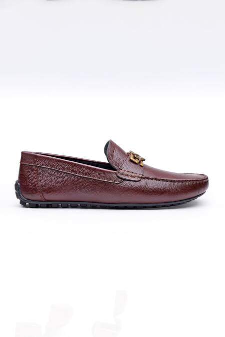 Shutiq_Burgundy Embellished Sesha Serpent Loafers _Online_at_Aza_Fashions