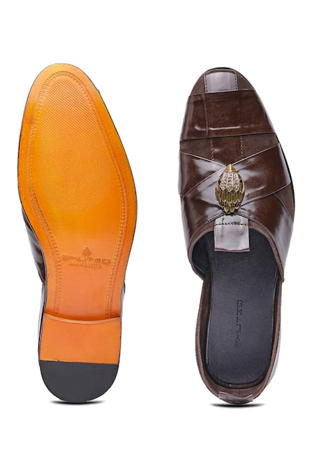 Shop_Shutiq_Brown Embellished Sheraz Hawk Sandals _at_Aza_Fashions