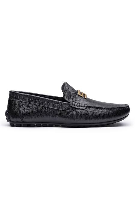Shutiq_Black Embellished Ss Leather Loafers _Online_at_Aza_Fashions