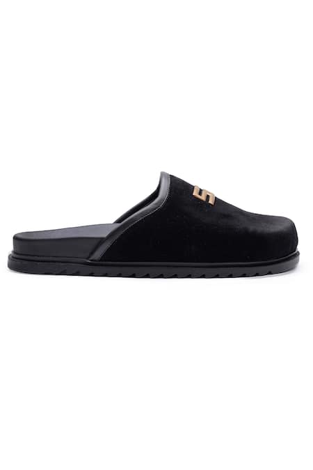 Shutiq Black Embellished Ss Leather Mules Online at Aza Fashions Shutiq_Black Embellished Ss Leather Mules _Online_at_Aza_Fashions
