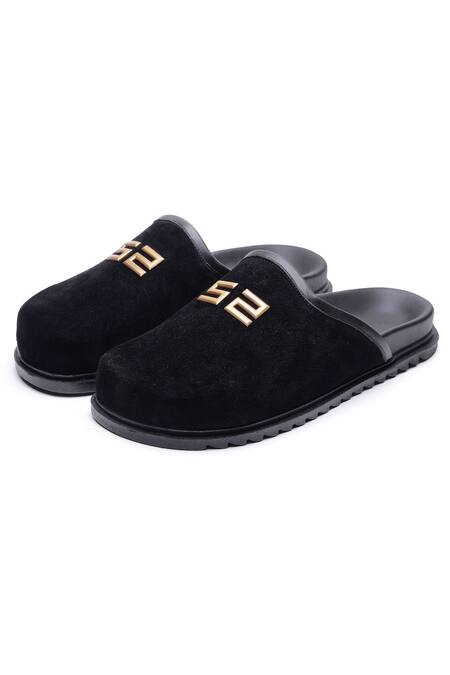 Buy Shutiq Black Embellished Ss Leather Mules Online at Aza Fashions Buy_Shutiq_Black Embellished Ss Leather Mules _Online_at_Aza_Fashions