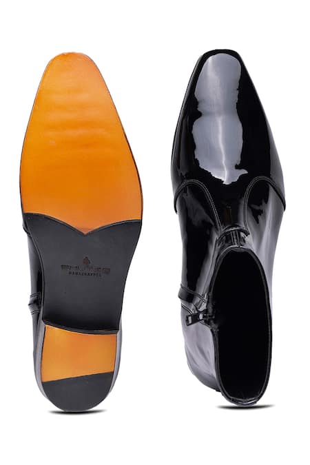 Shop_Shutiq_Black Aryar Glossy Ankle Boots _at_Aza_Fashions