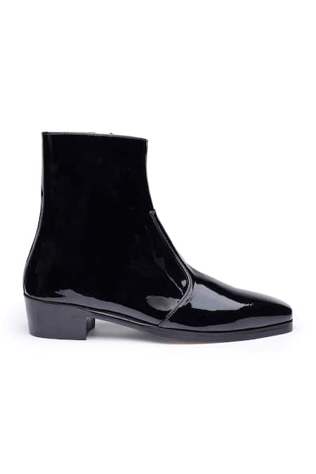 Shutiq_Black Aryar Glossy Ankle Boots _Online_at_Aza_Fashions