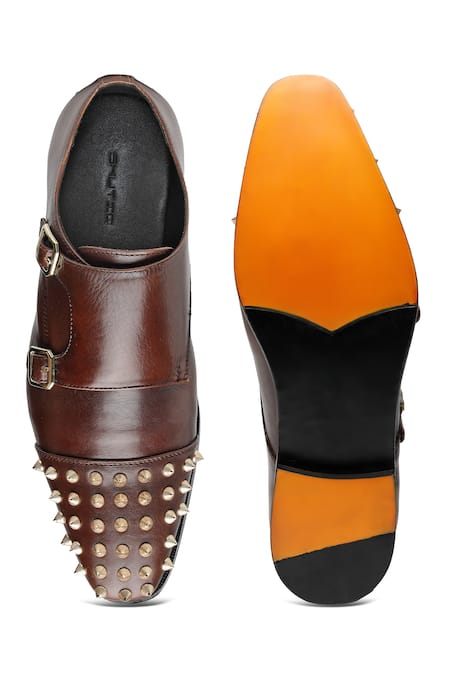 Shop Shutiq Brown Balmore Cocoa Enzo Shaped Double Monk Shoes at Aza Fashions Shop_Shutiq_Brown Balmore Cocoa Enzo Shaped Double Monk Shoes _at_Aza_Fashions