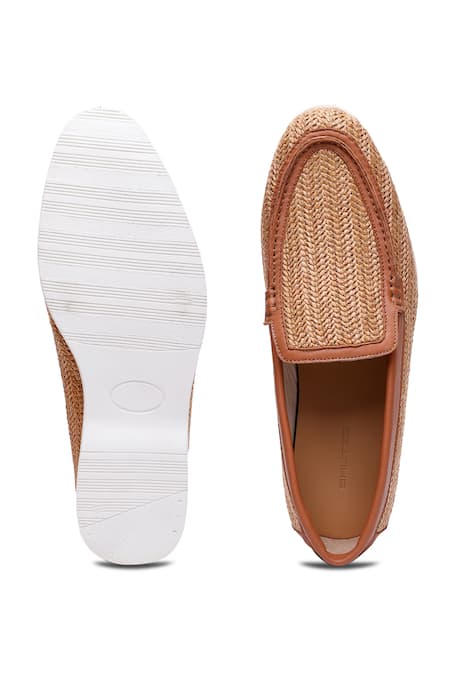 Shop Shutiq Brown Bere Otimo Jute Weave Design Slip On Shoes at Aza Fashions Shop_Shutiq_Brown Bere Otimo Jute Weave Design Slip On Shoes _at_Aza_Fashions