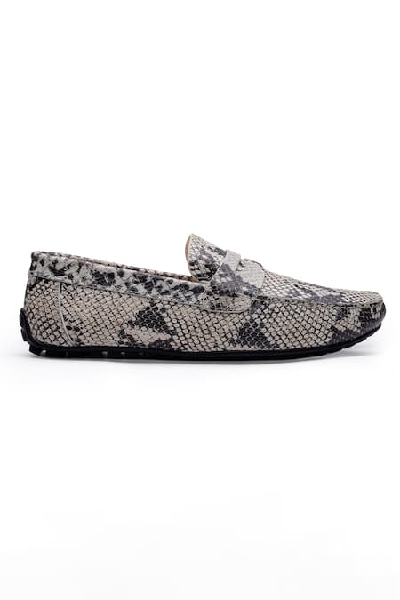 Shutiq_Beige Blaze Snake Skin Textured Loafers _Online_at_Aza_Fashions