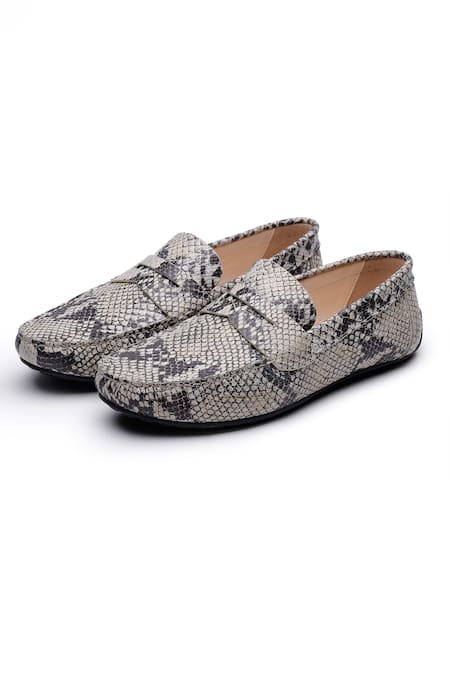 Buy_Shutiq_Beige Blaze Snake Skin Textured Loafers _Online_at_Aza_Fashions