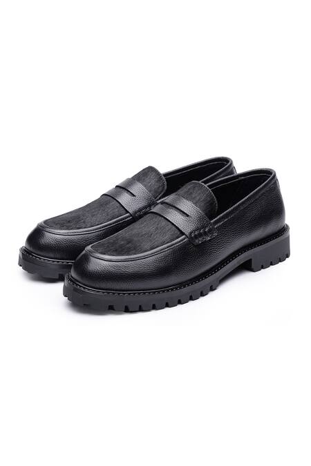Shutiq_Black Canos Pony Hair Detail Shoes _Online_at_Aza_Fashions