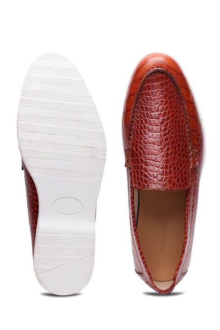 Shop_Shutiq_Brown Croco Otimo Textured Shoes _at_Aza_Fashions