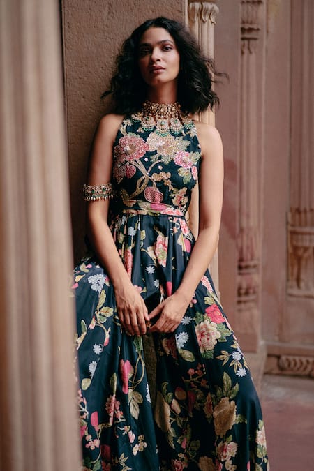 Paulmi And Harsh Vintage Floral Bloom Print Jumpsuit With Belt 