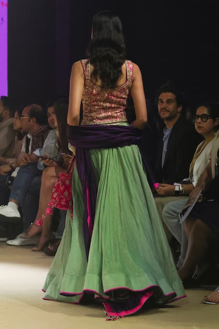 Punit Balana Placement Embroidered Lehenga & Waistcoat Set 