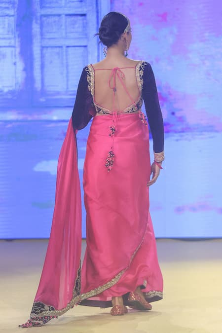 Punit Balana Marodi Embroidered Hem Saree With Blouse 