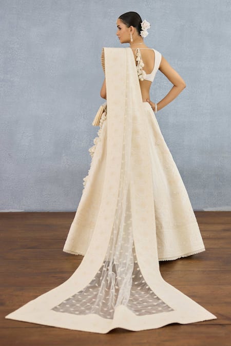 Shop Torani Ivory Organza, Jersey Embroidery, Maahe Mumtaz Floral Lehenga Blouse Set at Aza Fashions Shop_Torani_Ivory Organza, Jersey Embroidery, Maahe Mumtaz Floral Lehenga Blouse Set _at_Aza_Fashions