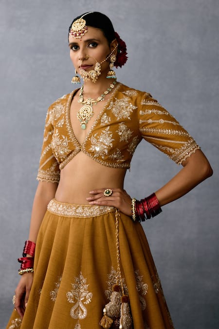 Buy Torani Yellow Organza, Jersey Sequins, Mehre Sultana Embroidered Bridal Lehenga Set Buy_Torani_Yellow Organza, Jersey Sequins, Mehre Sultana Embroidered Bridal Lehenga Set