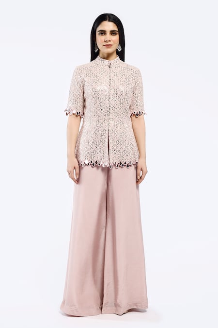 Onaya Mirrorwork Embellished Short Kurta With Flared Pant 