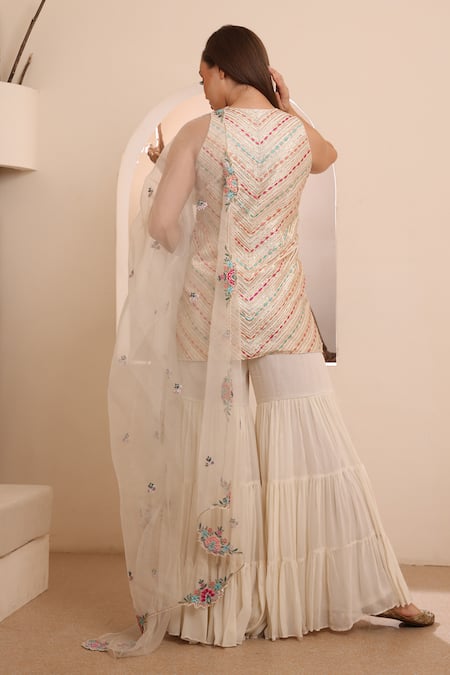 Ishram Couture Rihaai Floral Embroidered Kurta Sharara Set 