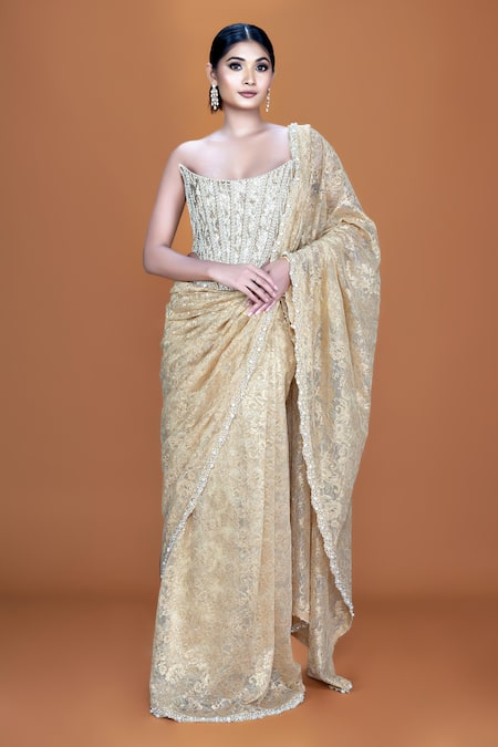 Neeta Lulla Tishya Lace Embroidered Saree With Bustier 