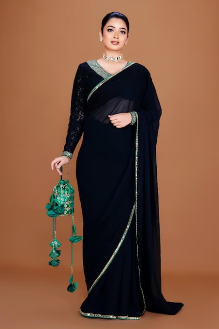 Neeta Lulla Fiza Mirror Border Embroidered Saree With Blouse 