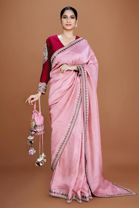 Neeta Lulla Aanya Gota Patti Border Embroidered Saree With Blouse 